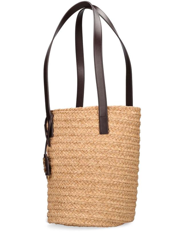 SAINT LAURENT Small Panier Raffia Shoulder Bag In Beige Product Image