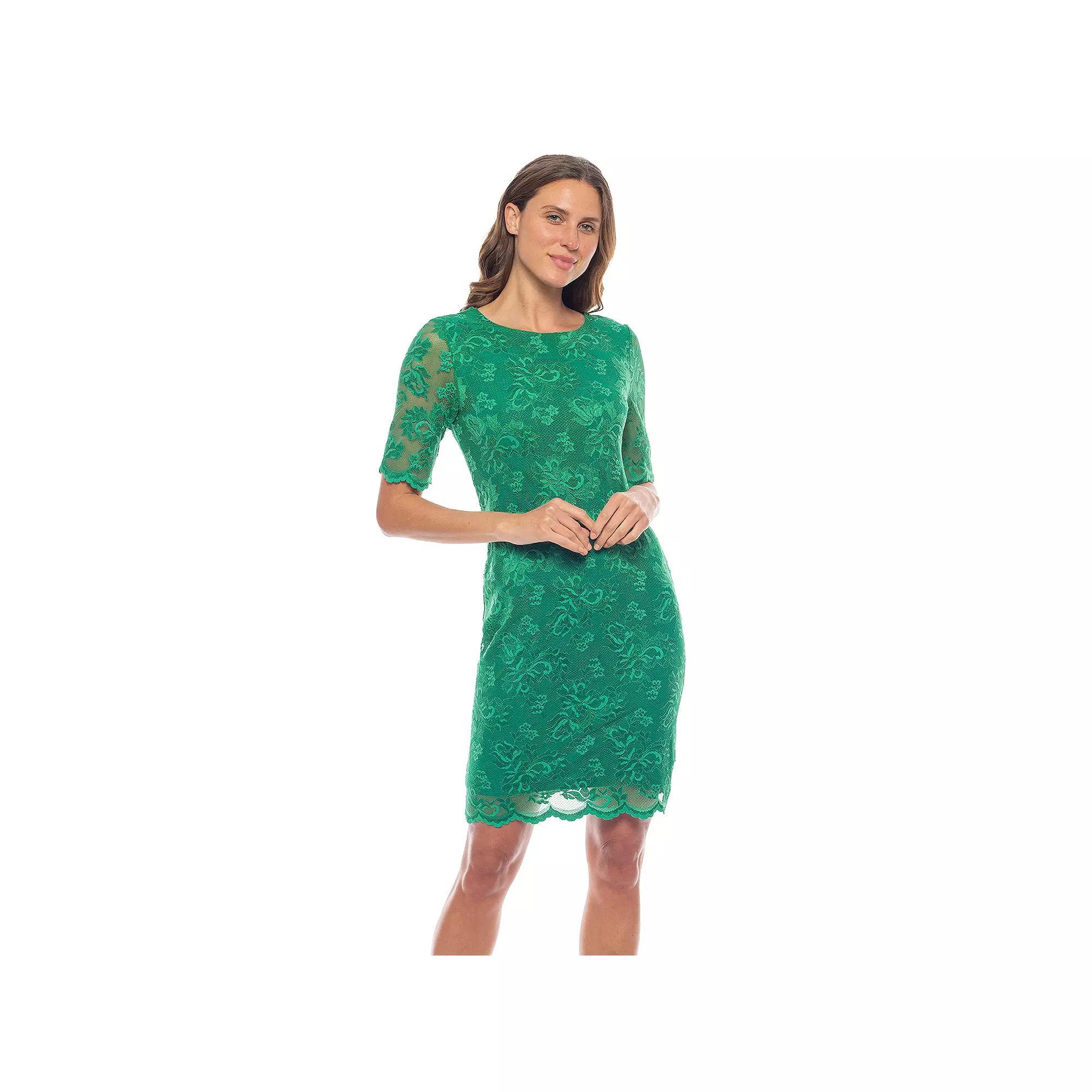 Women's Marina Lace Elbow Sleeve Mini Cocktail Dress, Size: Small, Kelly Green Product Image