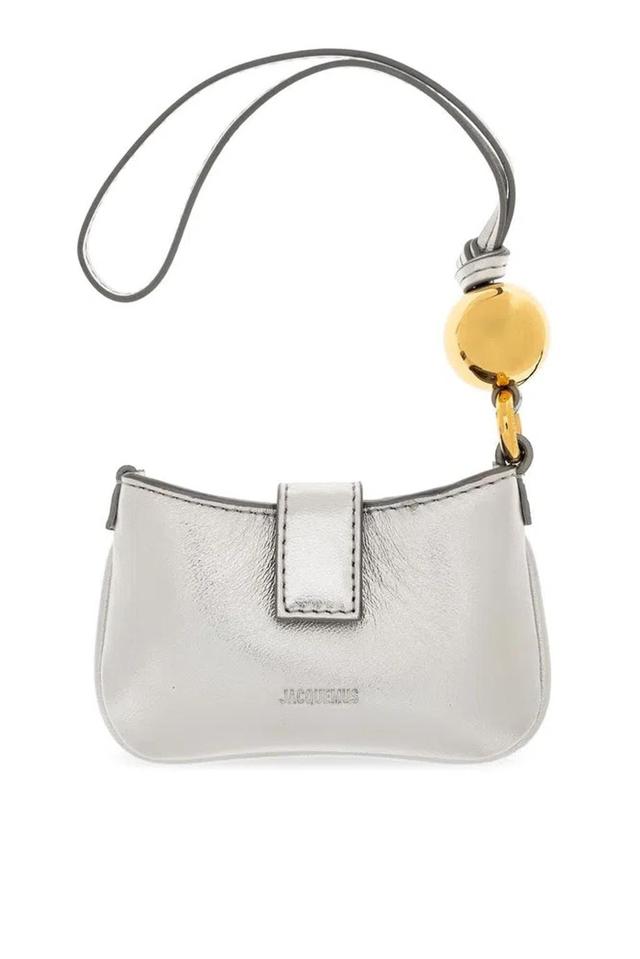 JACQUEMUS Le Porte Bisou Strapped Pouch In Silver Product Image