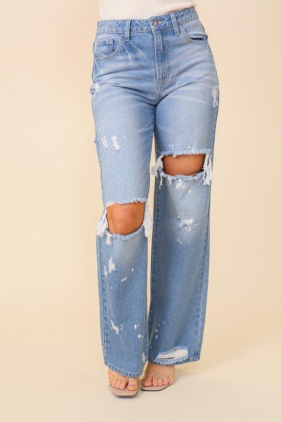 I Pay No Mind Wide Leg Denim Jeans Product Image