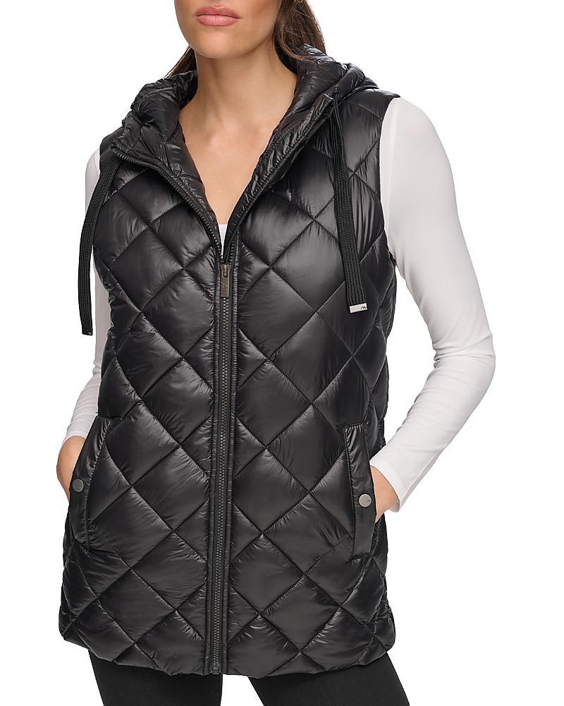 Andrew Marc Womens Cire Hooded Quilted Vest - Twine Product Image