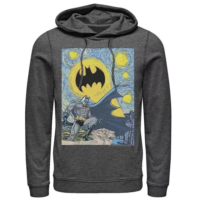 Mens Batman Starry Night Portrait Poster Hoodie Grey Heather Product Image