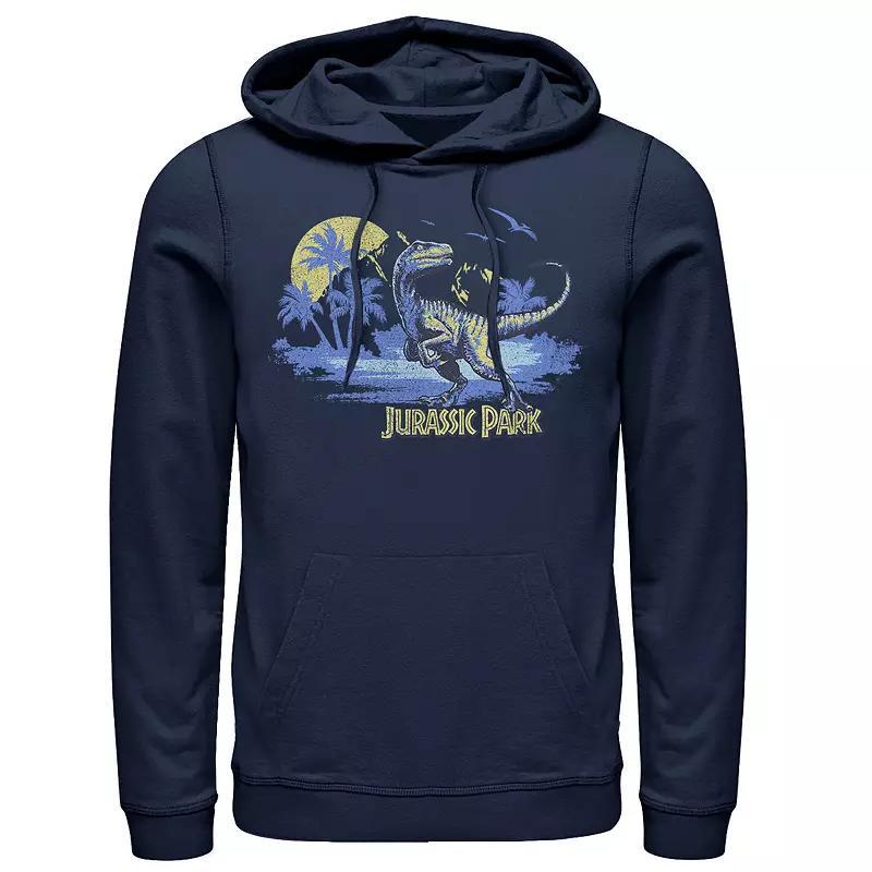 Mens Jurassic Park Raptor Distressed Portrait Hoodie Blue Product Image