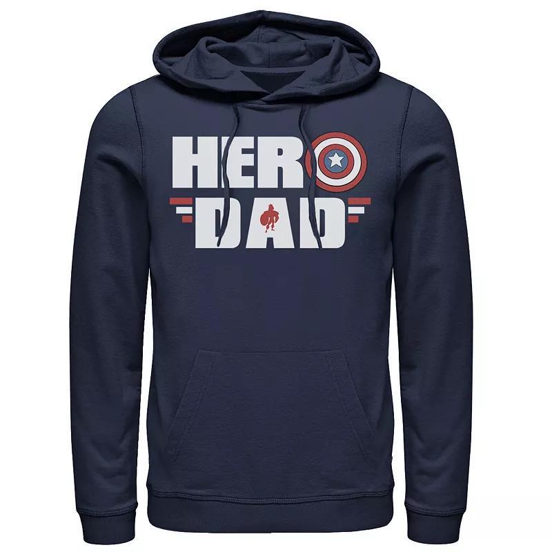 Mens Marvel Fathers Day Captain America Shield Hero Dad Logo Hoodie Blue Product Image