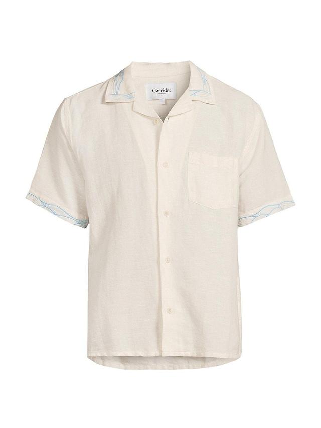 Mens Embroidered Waves Short-Sleeve Shirt Product Image