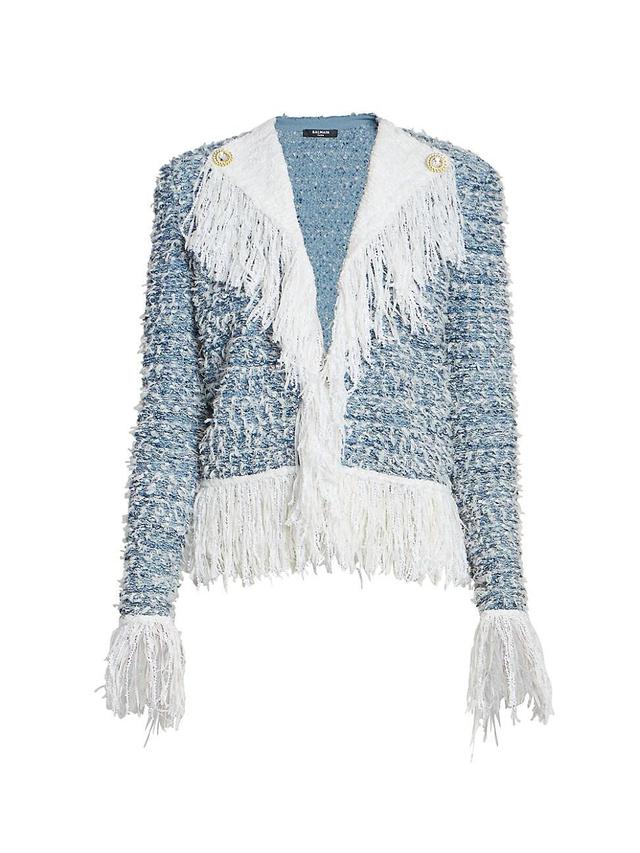 Womens Tweed Fringe Jacket Product Image