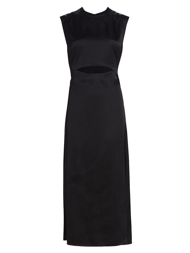 Womens Cut-Out Satin Midi-Dress Product Image