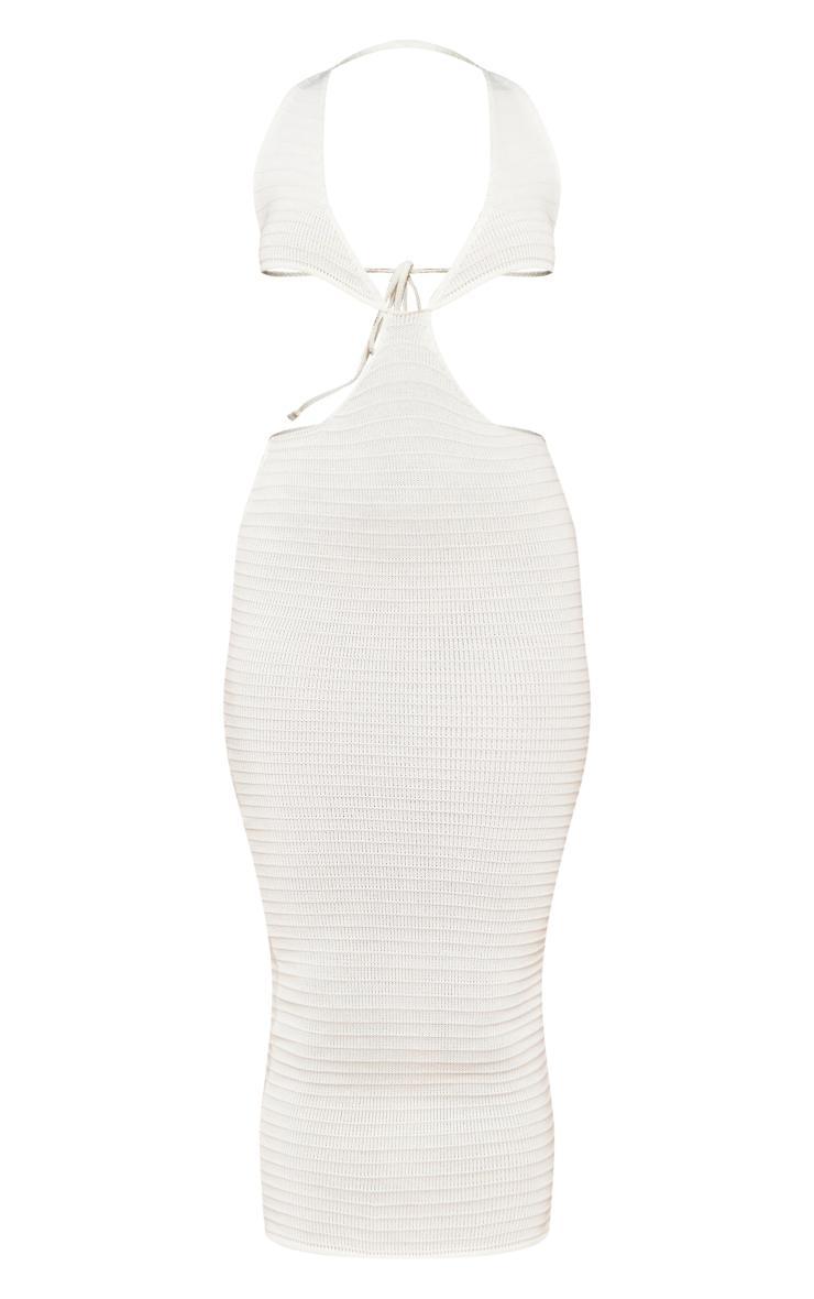 White Textured Knit Cross Front Maxi Dress Product Image