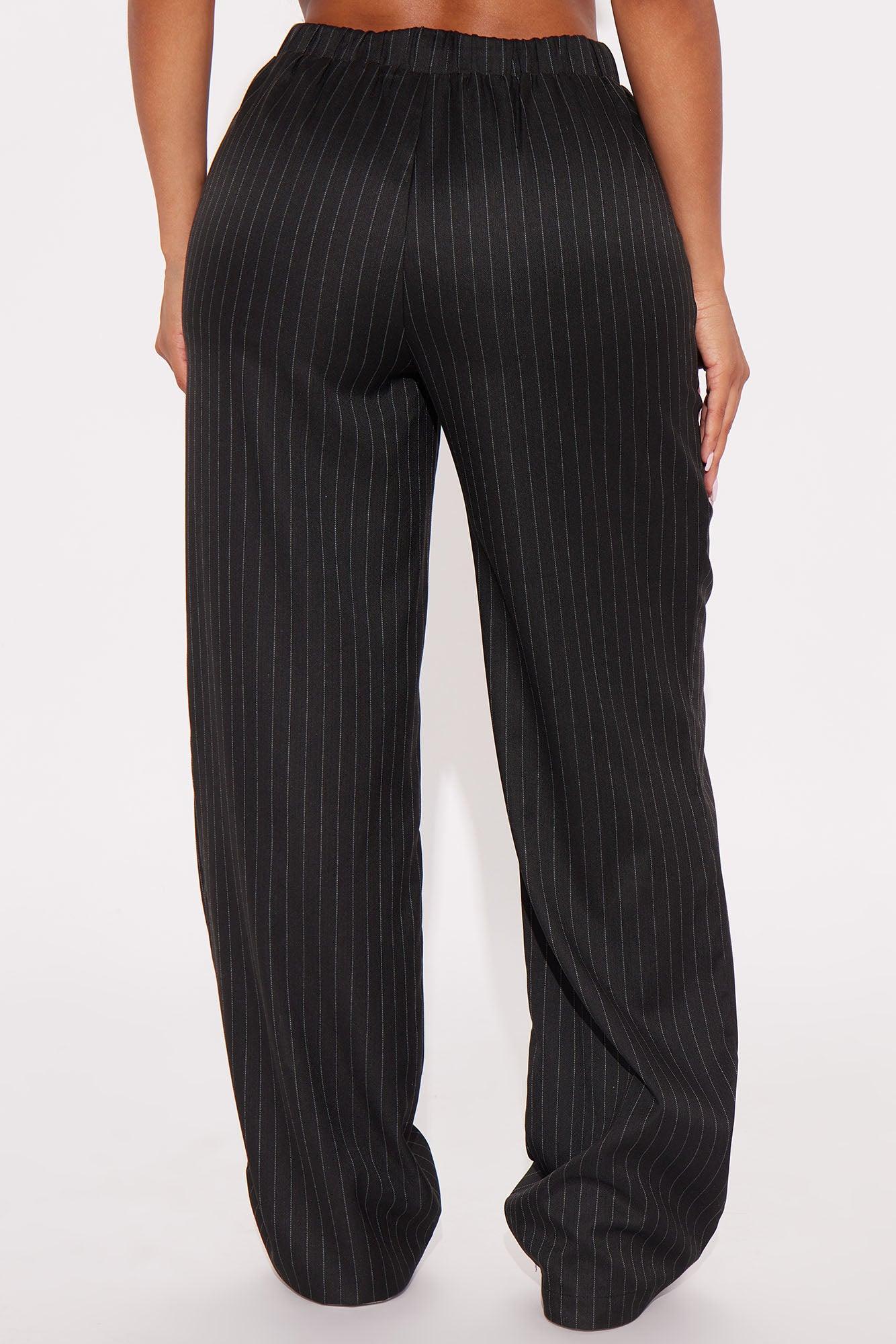 Office Mood Pinstripe Trouser - Black Product Image