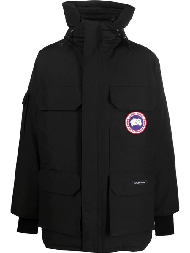 CANADA GOOSE Logo-patch Hooded Down Jacket In Black Product Image