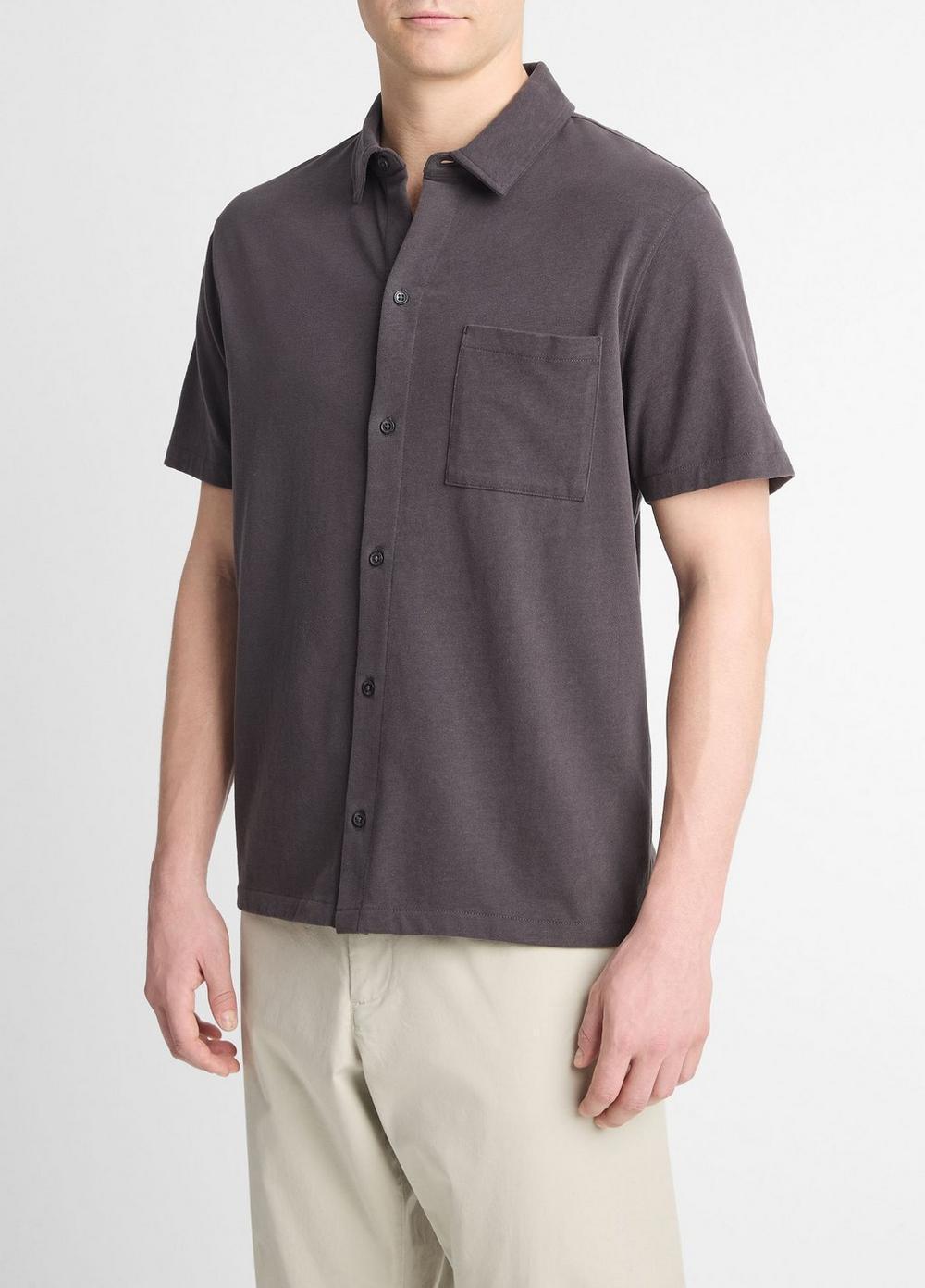 Sueded Cotton Jersey Button-Front Shirt Product Image