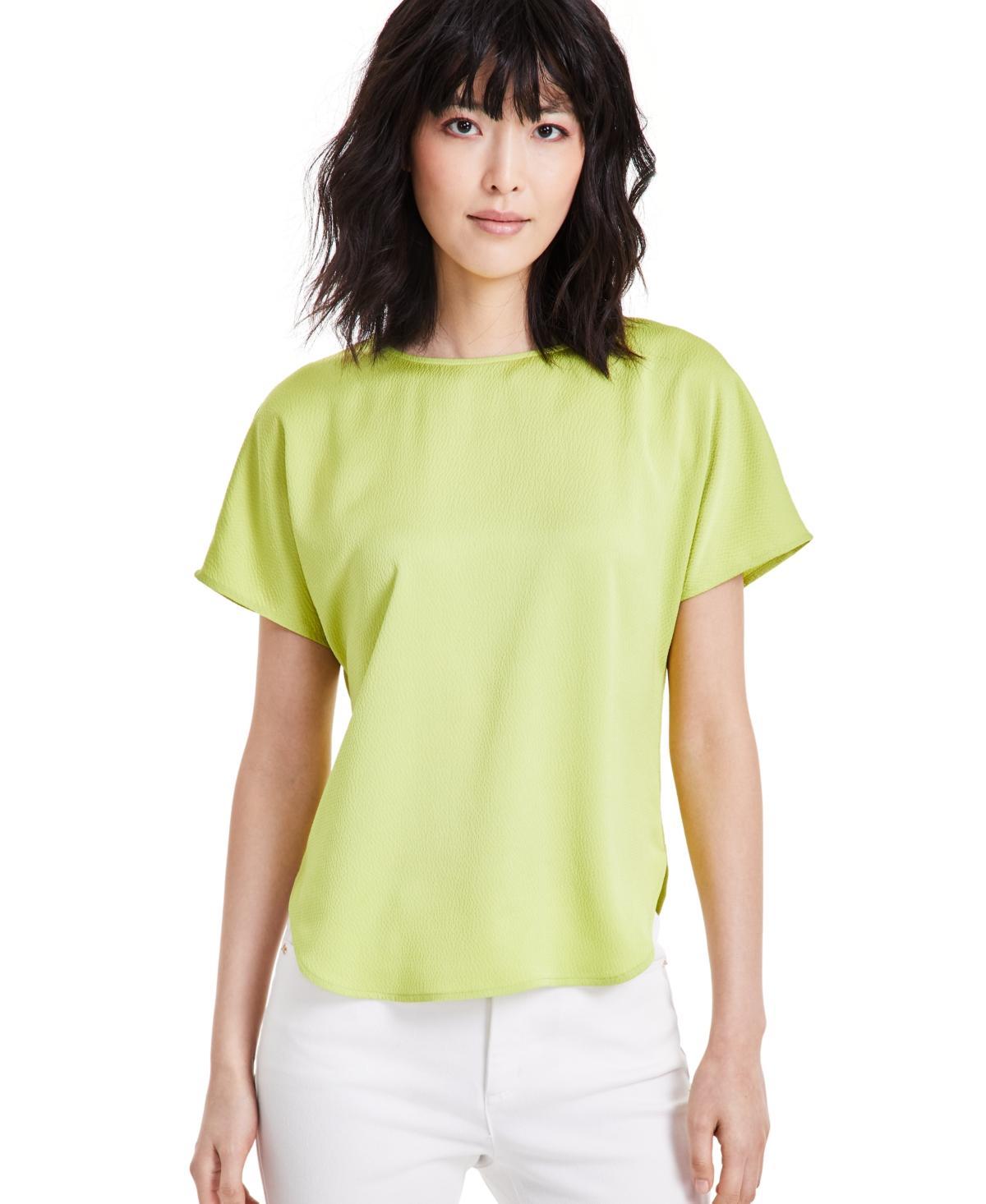 Anne Klein Womens Satin Boat-Neck Top Product Image