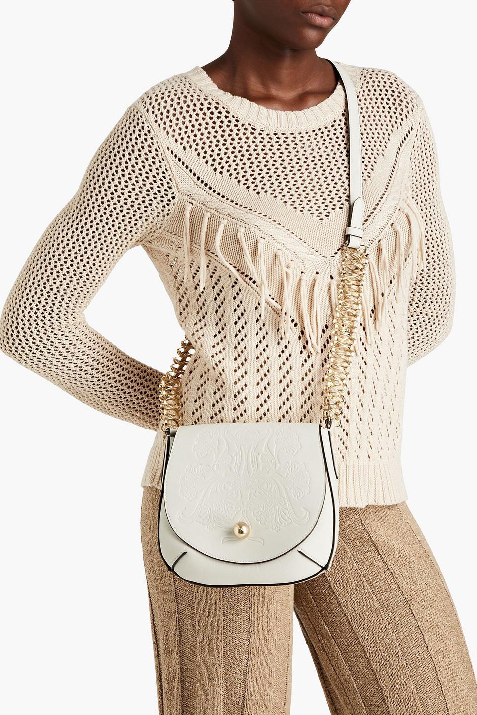 Embossed Leather Shoulder Bag In Off-white Product Image