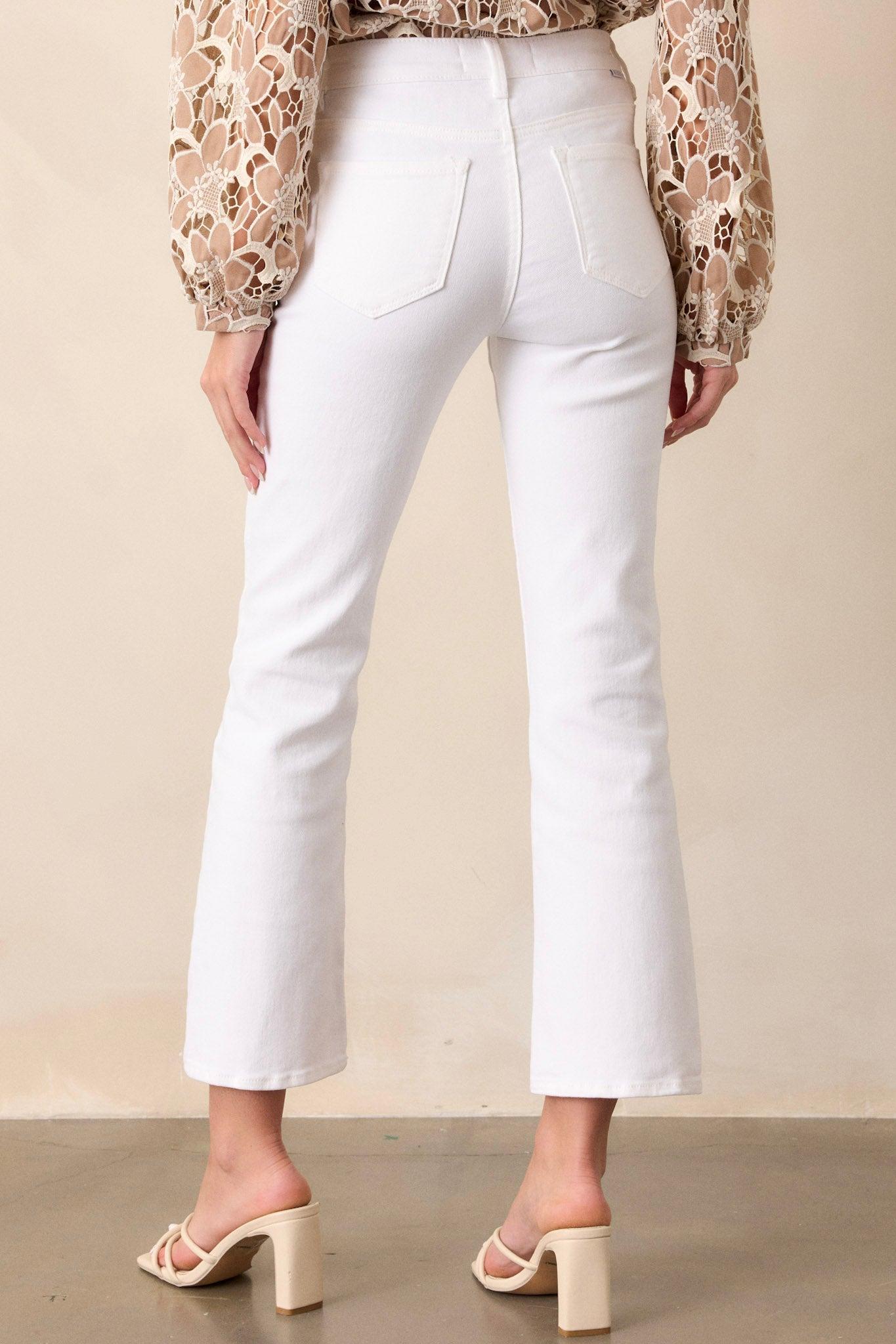 Over You Again White High Waisted Straight Leg Jeans Product Image