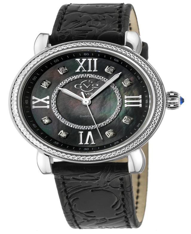 GV2 by Gevril Womens Marsala Black Leather Watch 37mm Product Image