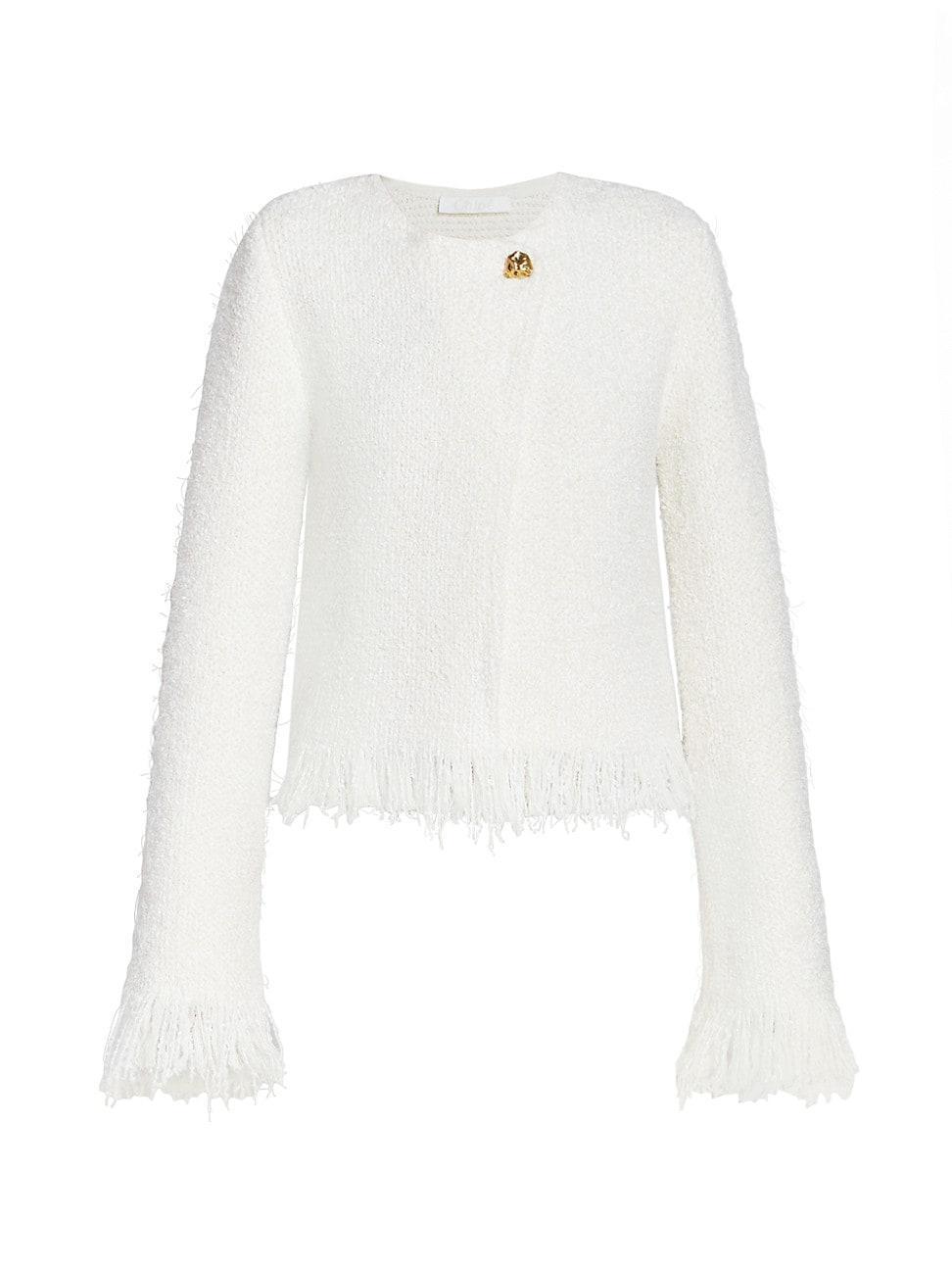 Chlo Asymmetric Fringe Trim Boucl Jacket Product Image