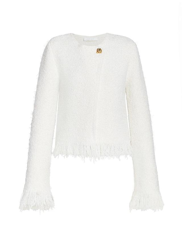 Womens Fringe Wool-Blend Jacket Product Image