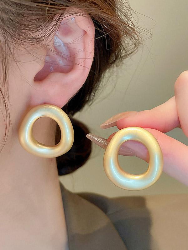 Normcore Geometric Hollow Solid Color Earrings Accessories Product Image