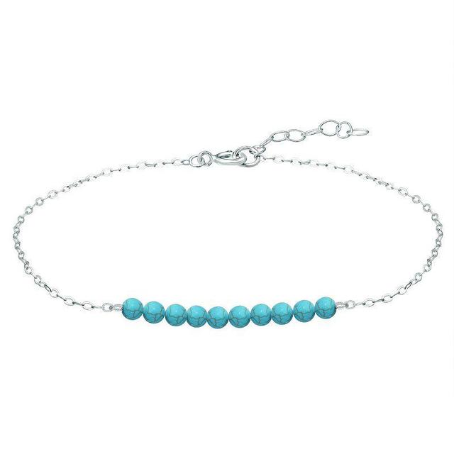 Aleure Precioso Sterling Silver Beaded Anklet, Womens Blue Product Image