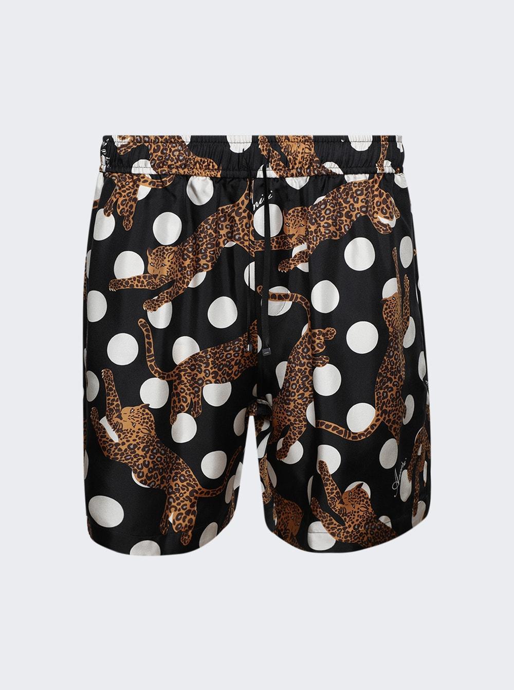 Leopard Polka Dot Shorts In Black Product Image