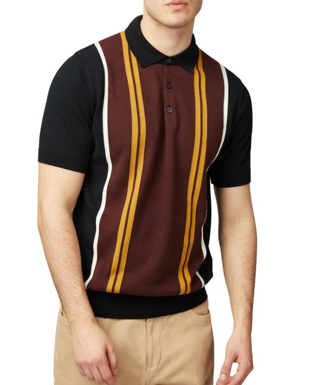 Ben Sherman Mens Regular-Fit Sweater-Knit Stripe Polo Shirt Product Image