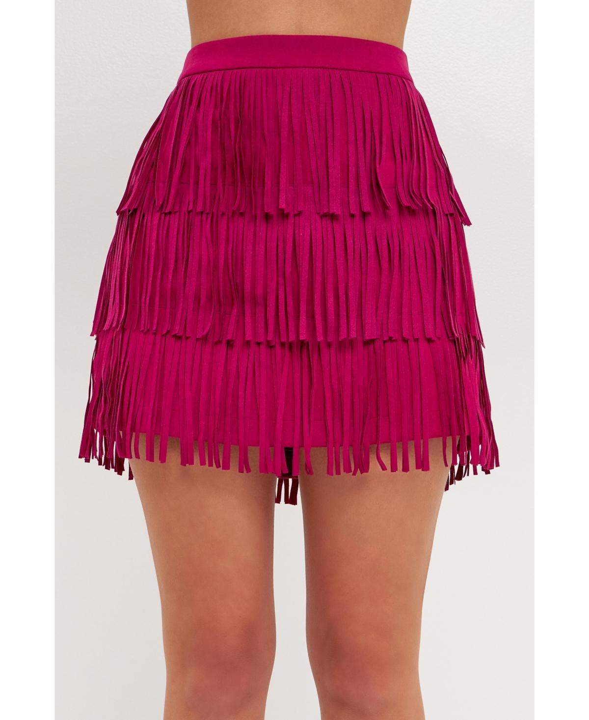 endless rose Womens Suede Fringe Skirt Product Image