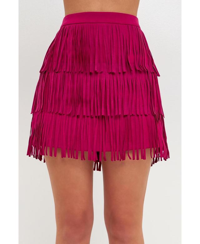 endless rose Womens Suede Fringe Skirt Product Image