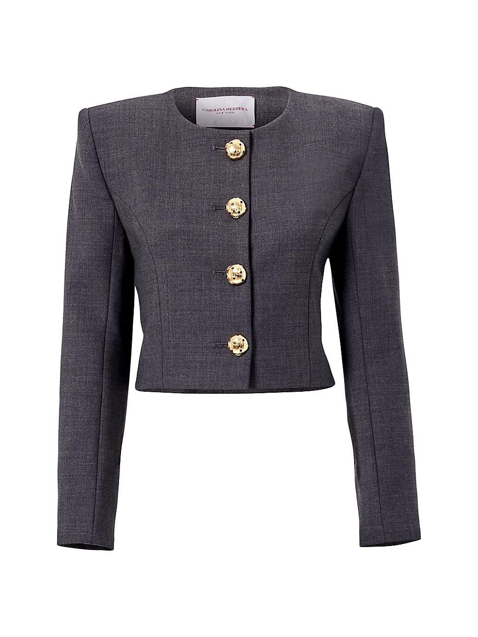 Womens Wool Collarless Cropped Jacket Product Image