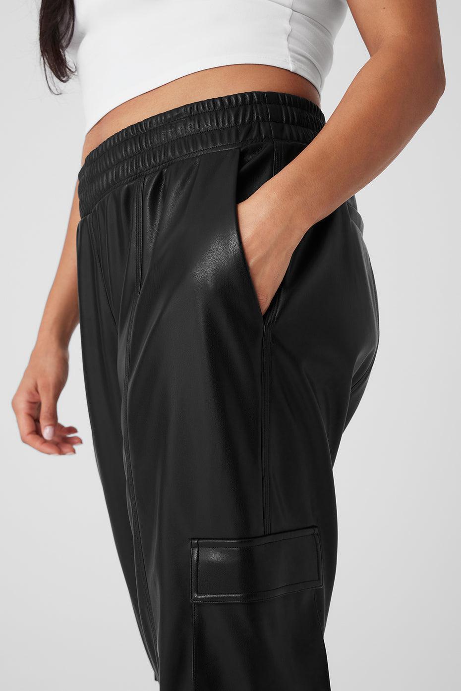 Faux Leather Power Hour Jogger - Black Product Image