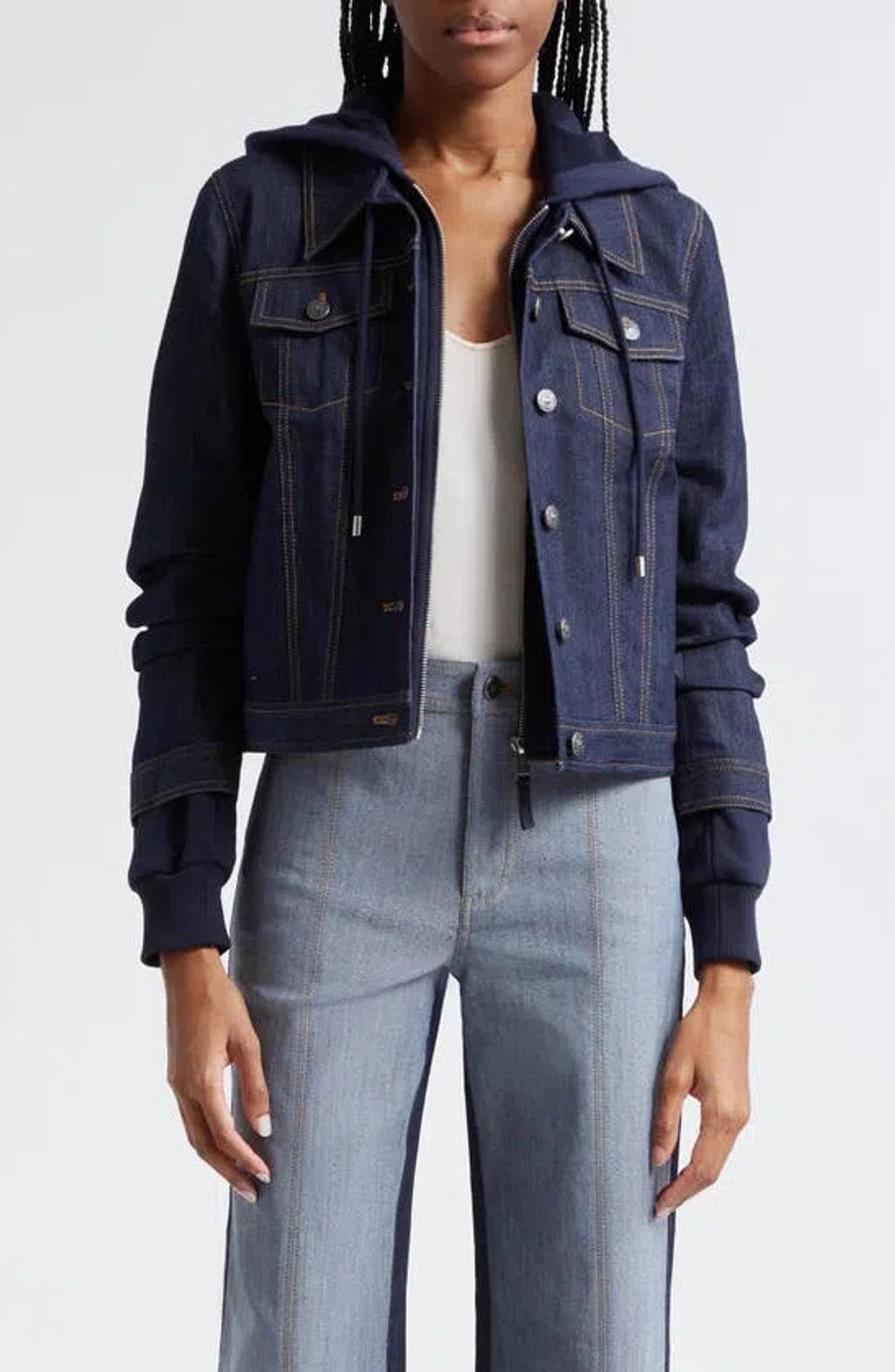 Jess Hooded Denim Jacket In Indigo Product Image