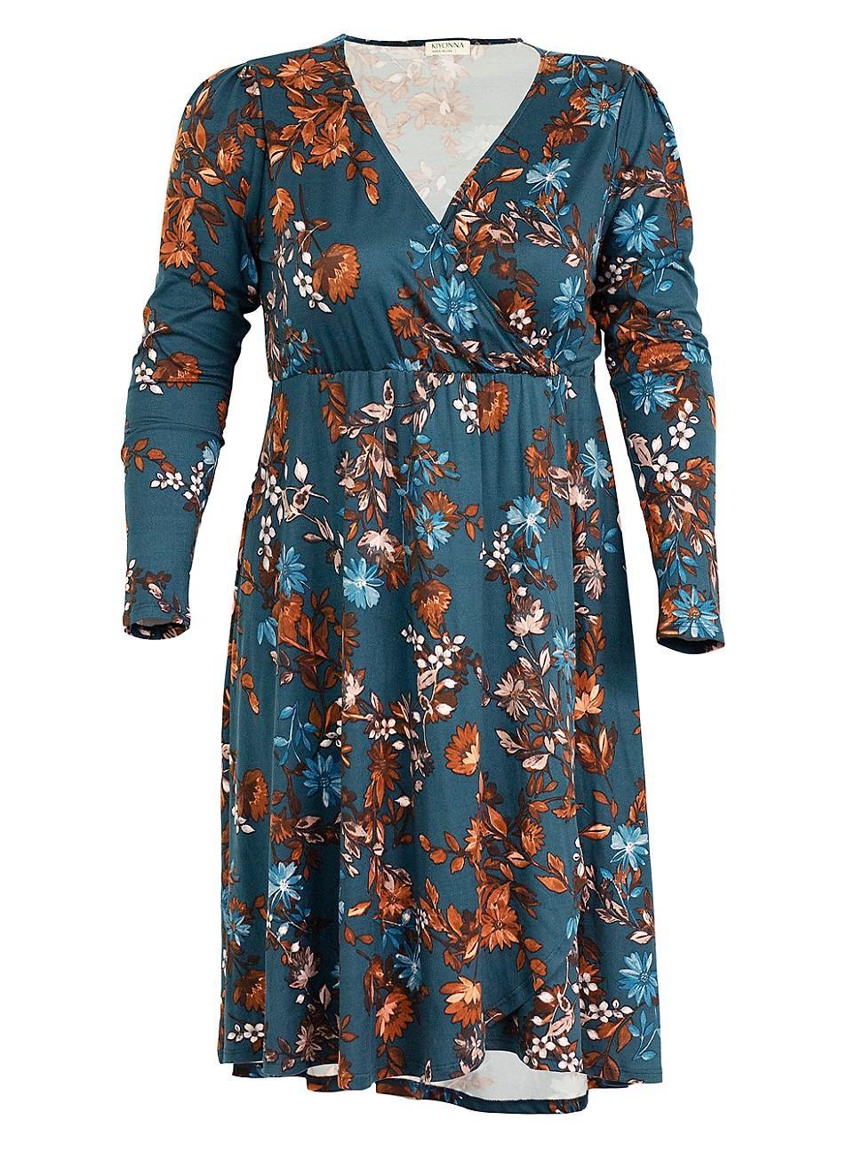 Kiyonna Aster Long Sleeve Faux Wrap Dress Product Image