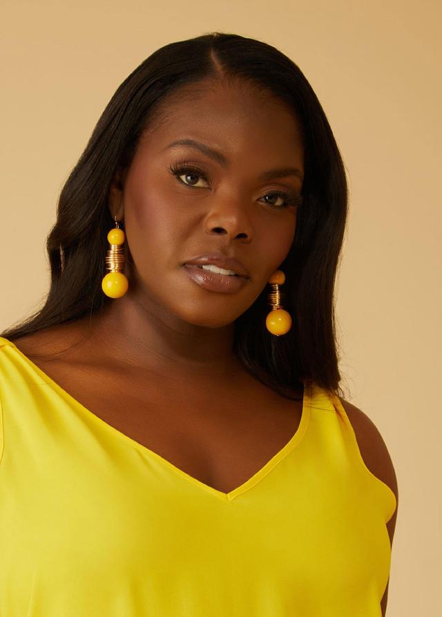 Plus Size Bead And Wire Drop Earrings Ashley Stewart Product Image