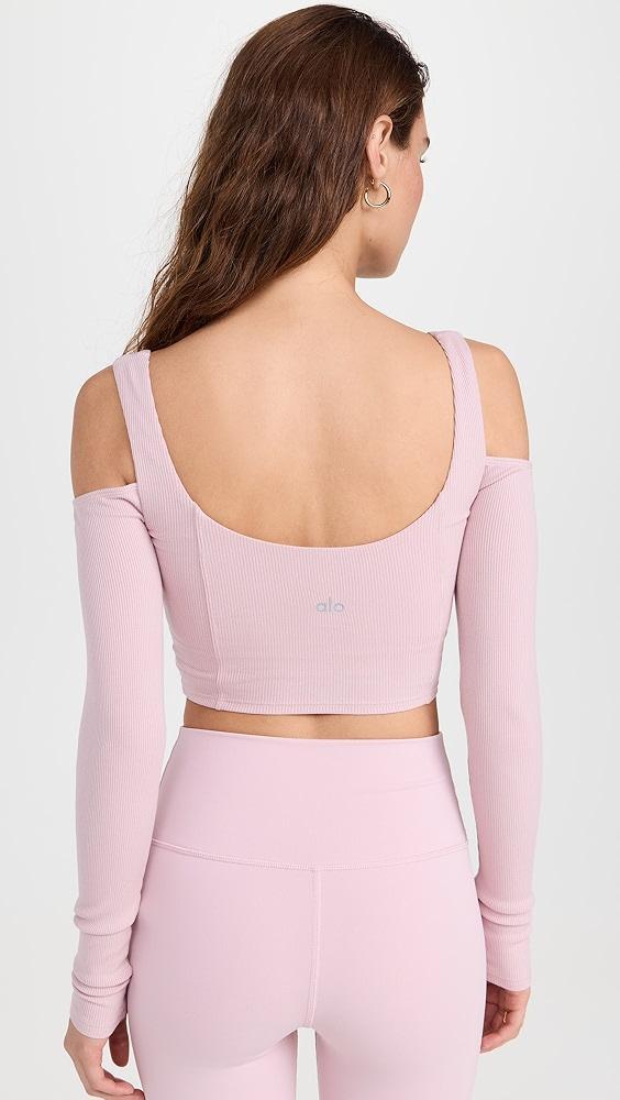 Alo Yoga Ribbed Cropped Butterfly Long Sleeve Tee | Shopbop Product Image