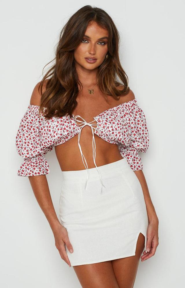 Alannah Crop Top White Floral Product Image