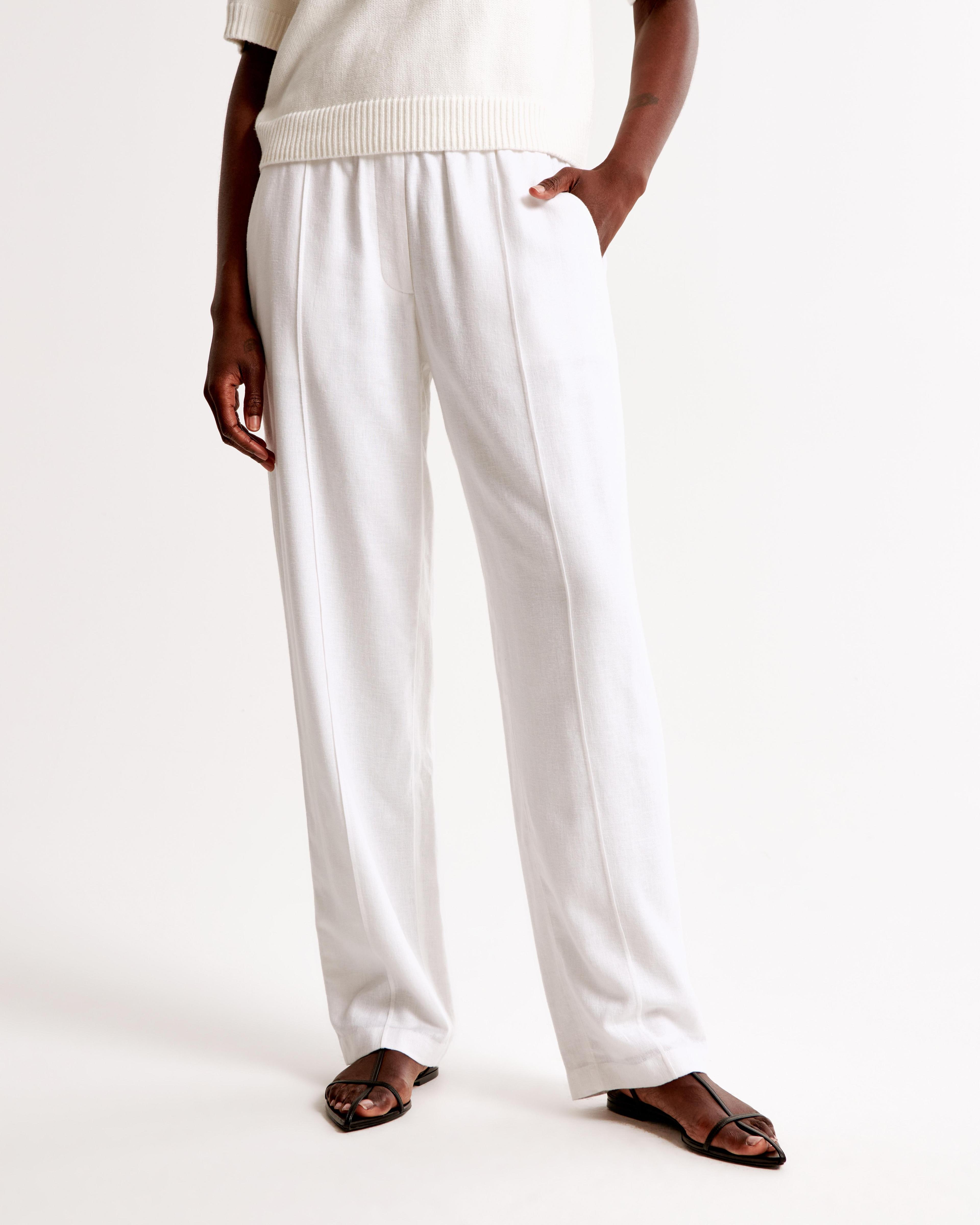 Straight Linen Blend Pull-On Pant Product Image