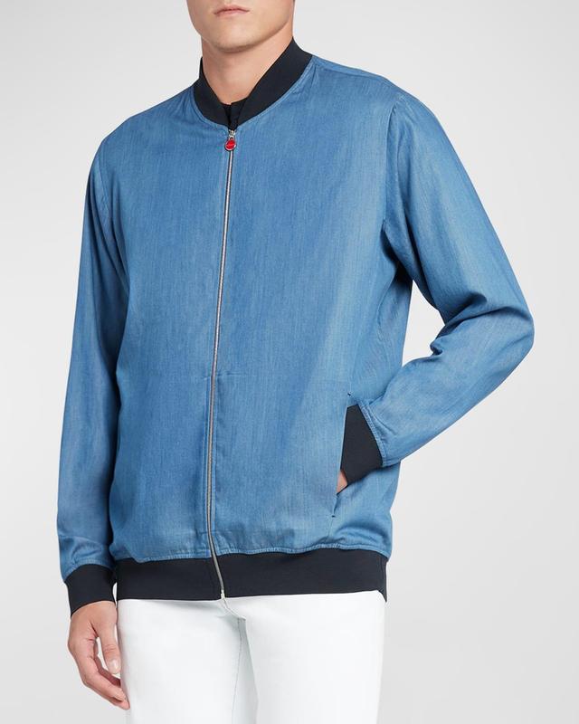 Mens Blouson Chambray Bomber Jacket Product Image