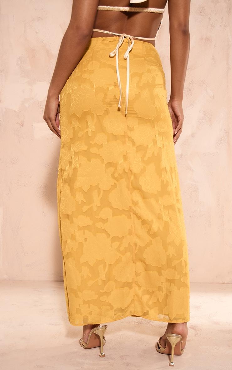 Lemon Distressed Floral Woven Maxi Skirt Product Image