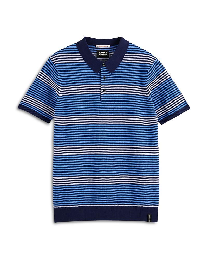 Mens Structured Stripe Knit Polo Shirt Product Image