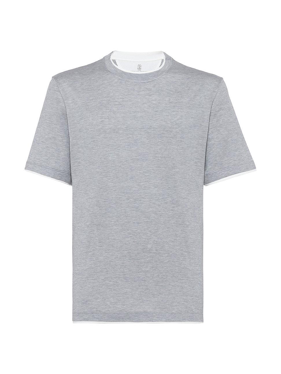 Mens Lightweight Jersey Crewneck T-Shirt with Faux Layering Product Image