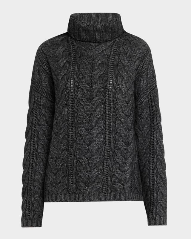 Wool-Cashmere Cable Turtleneck Sweater Product Image