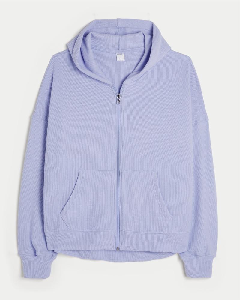 Gilly Hicks Oversized Waffle Zip-Up Hoodie Product Image