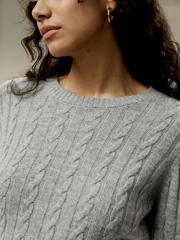 Classic Cable Knit Sweater with Ribbed Edges Product Image