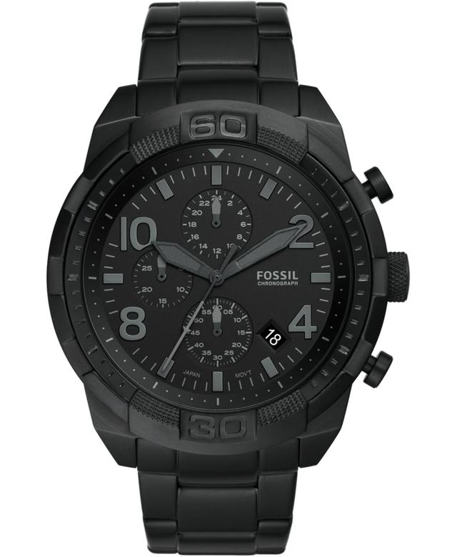 Fossil Bronson Fs5712 Elegant Japanese Movement Fashionable Chronograph Black Stainless Steel Watch Product Image