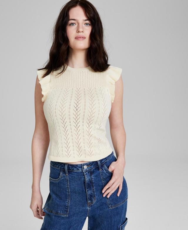 And Now This Womens Textured Ruffle-Sleeve Sweater, Created for Macys Product Image