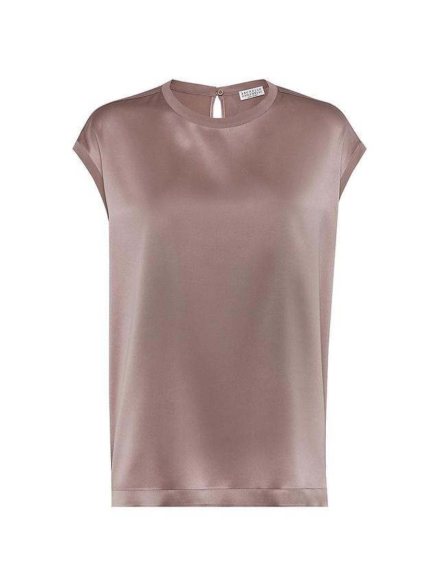 Womens Stretch Silk Satin T-Shirt Product Image