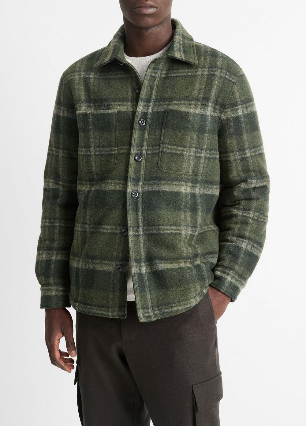 Sherpa-Lined Plaid Shirt Jacket Product Image