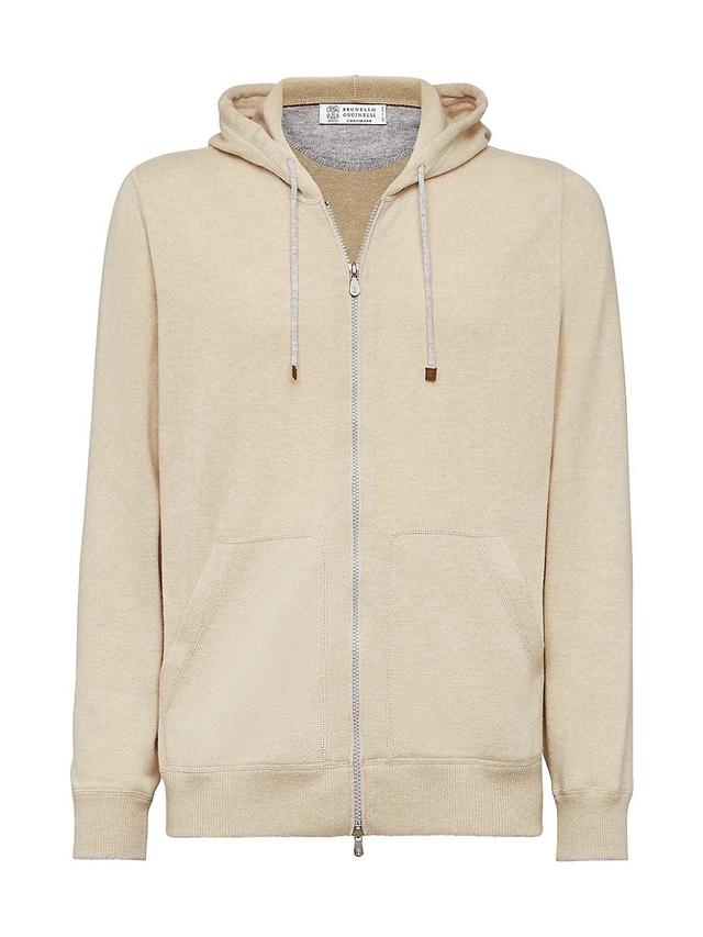 Mens Cashmere Sweatshirt Style Cardigan with Hood Product Image