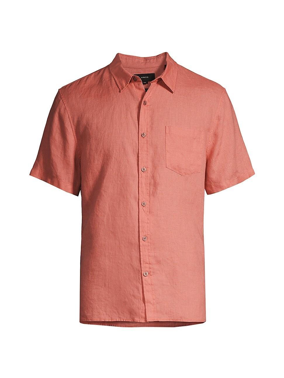 Vince Classic Fit Short Sleeve Linen Shirt Product Image