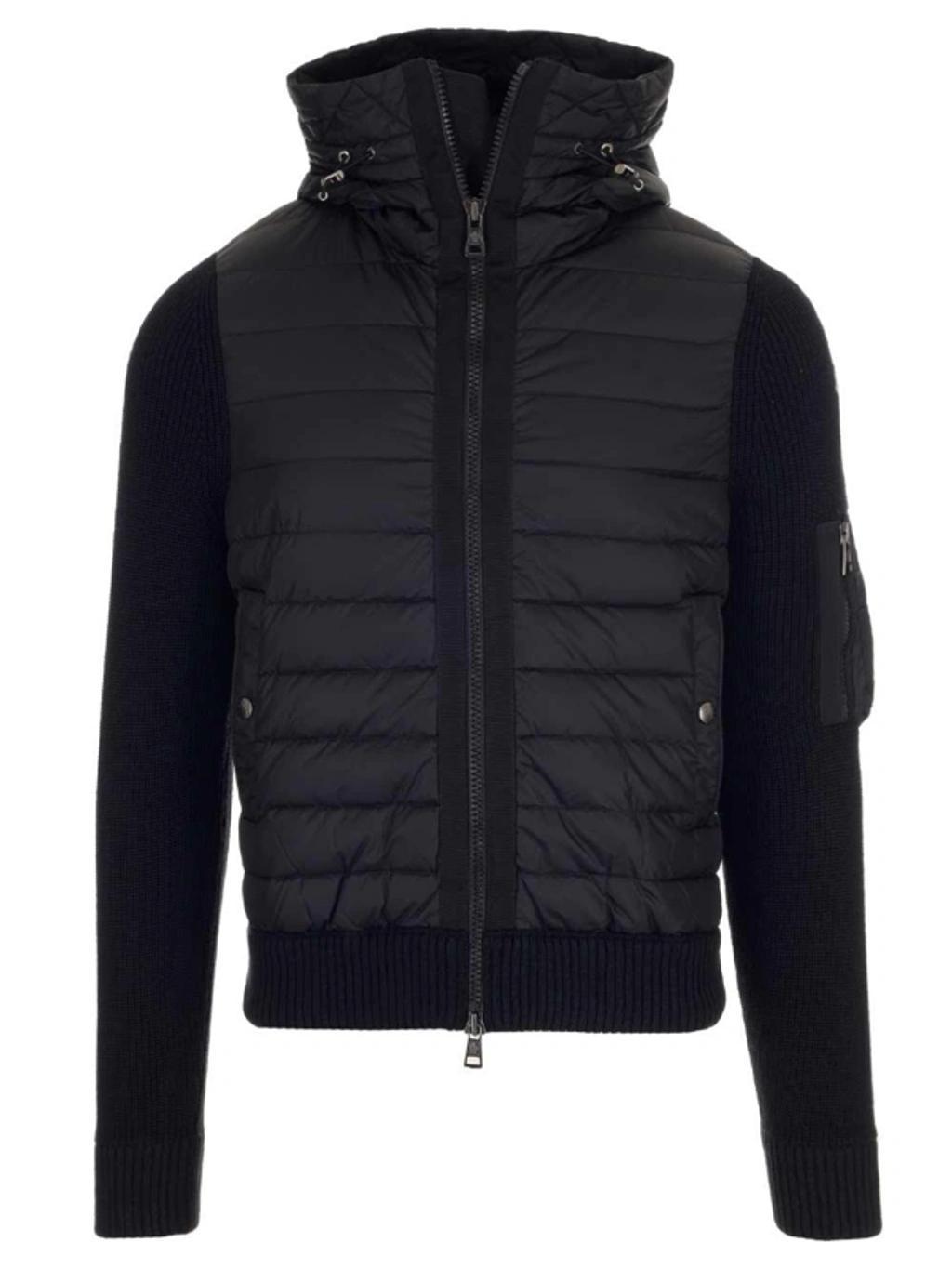 Padded-front Hooded Jacket In Black Product Image