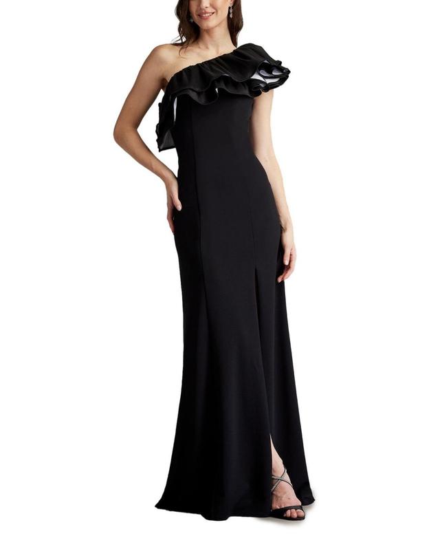 Womens Ruffled One-Shoulder Gown Product Image